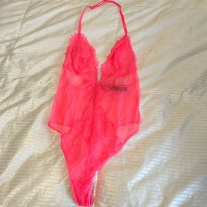 NWT hot pink Victoria’s Secret thong bodysuit size S